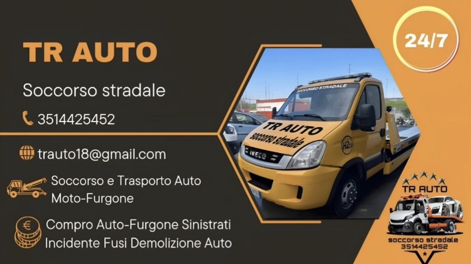 Carroattrezzi giallo TR Auto per soccorso stradale